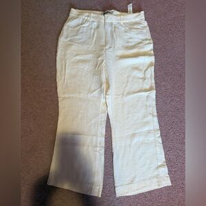 NWT ZARA Cream Linen Pants Size XL